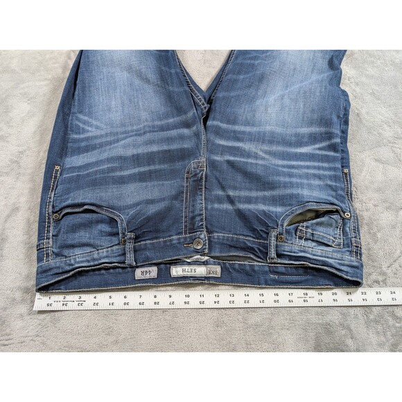 BKE Seth Straight Leg Jeans Mens 44x30 Blue Distressed Denim Buckle Casual - Picture 9 of 12